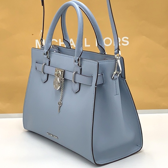 MICHAEL KORS HAMILTON MEDIUM SATCHEL PALE BLUE COLOR - Picture 9 of 16